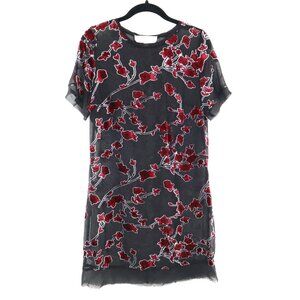 Superfoxx Sheer Burnout Velvet Dress Womens XS Black Romantic Boho Dark Feminine